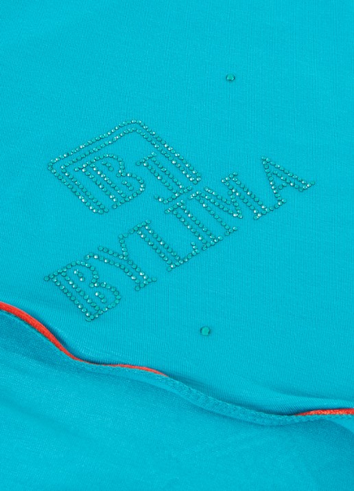 BYLIMA Monostamp sjaal met logo 180 x 75 cm - detail 3 turquoise