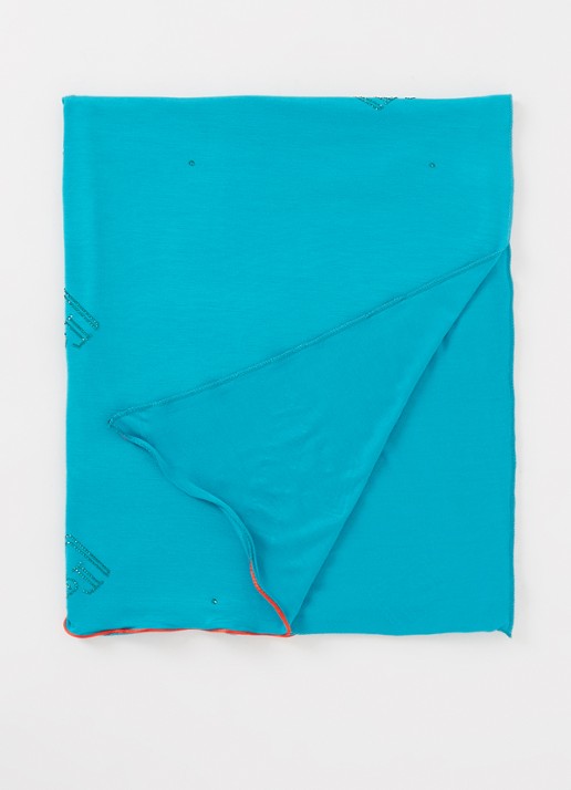 BYLIMA Monostamp sjaal met logo 180 x 75 cm - voorkant turquoise