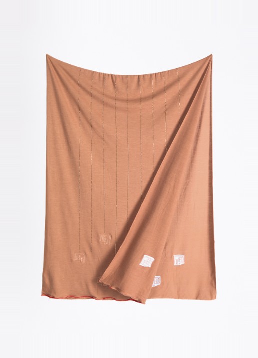 BYLIMA Ricamo sjaal met strass 200 x 75 cm - detail camel