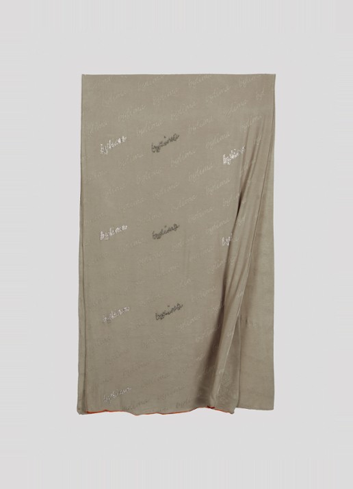 BYLIMA Signature sjaal 200 x 75 cm - detail 3 khaki