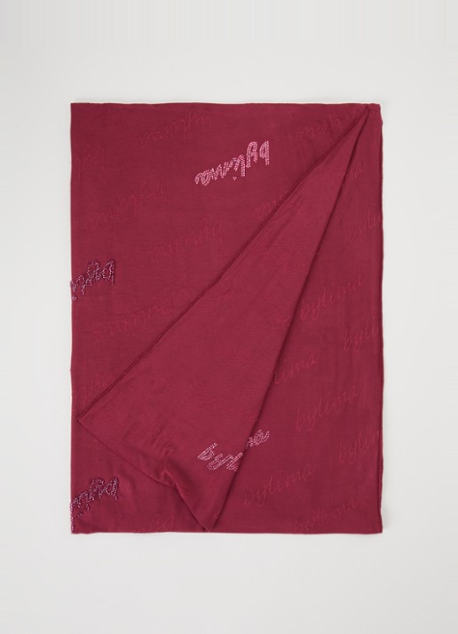BYLIMA Signature sjaal 200 x 75 cm - voorkant cranberryrood