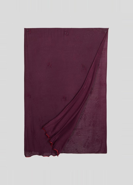 BYLIMA Stamp sjaal met strass 190 x 70 cm - detail 3 aubergine