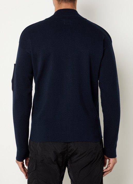 C.P. Company Fijngebreid vest met opstaande kraag - achterkant 2 donkerblauw