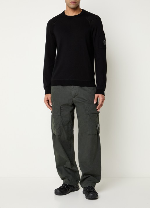 C.P. Company Fijngebreide pullover met ronde hals - voorkant 2 zwart