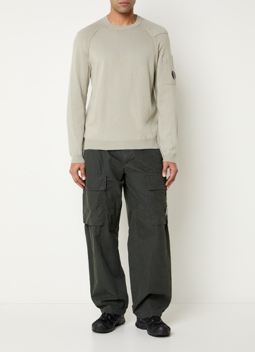 C.P. Company Fijngebreide pullover met ronde hals - voorkant 3 lindegroen