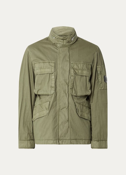 C.P. Company Jack met opgestikte zakken en logo - voorkant 3 khaki