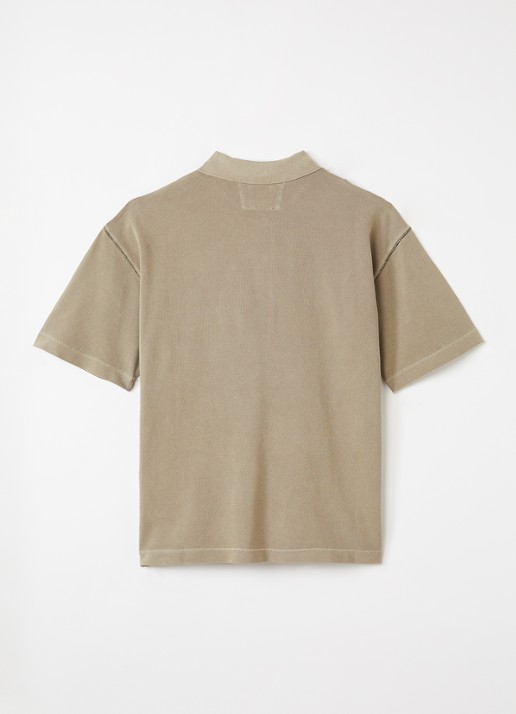 C.P. Company Polo van piqué katoen met logoborduring - voorkant 2 khaki