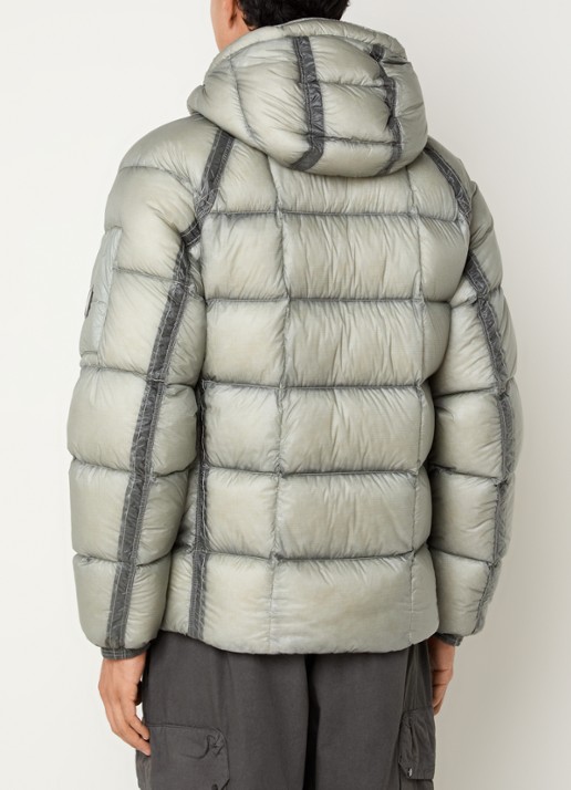 C.P. Company Puffer jack met ritszakken en capuchon - achterkant 2 lindegroen