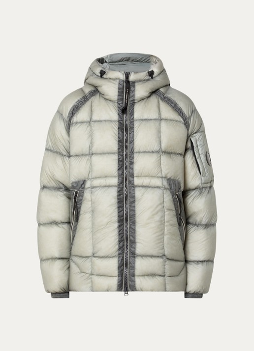 C.P. Company Puffer jack met ritszakken en capuchon - voorkant 3 lindegroen