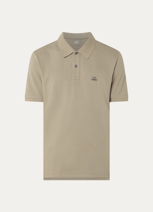 C.P. Company Regular fit polo met logo - voorkant 2 taupe