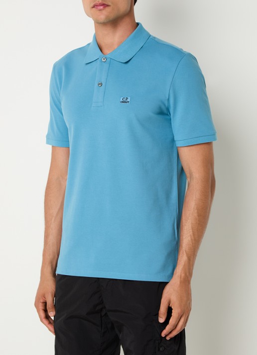 C.P. Company Regular fit polo met logoborduring - detail blauw