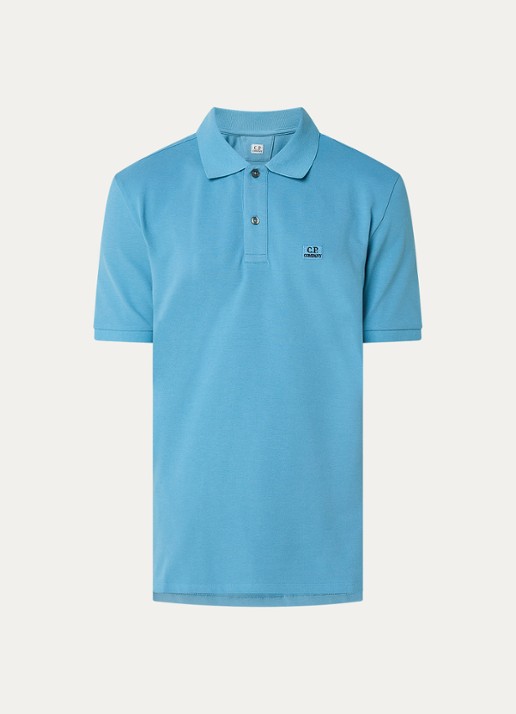 C.P. Company Regular fit polo met logoborduring - voorkant 2 blauw