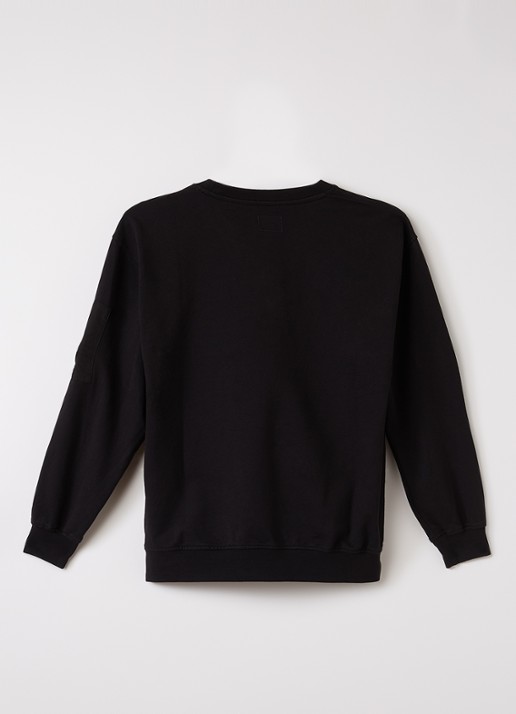 C.P. Company Sweater met logo en klepzak - voorkant 2 zwart