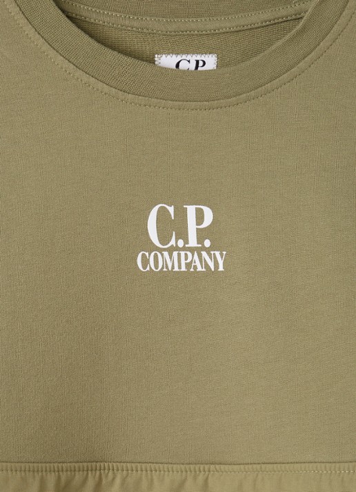 C.P. Company Sweater met logo en klepzak - detail 3 mosgroen