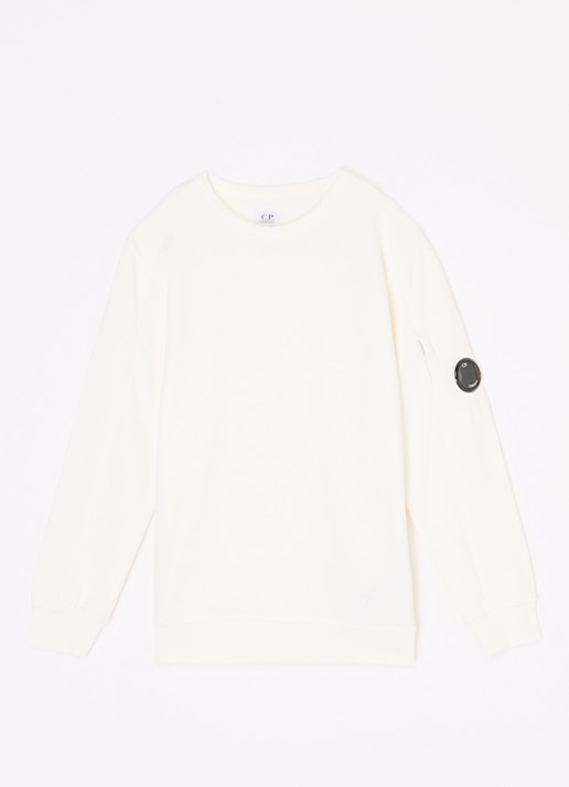 C.P. Company Sweater met logo - voorkant 2 gebroken wit