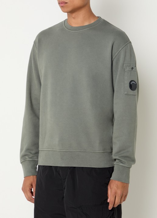 C.P. Company Sweater met logo - detail 3 olijfgroen