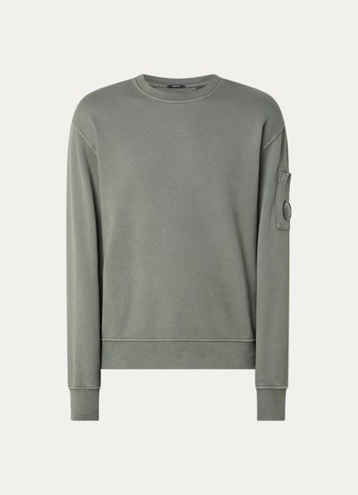 C.P. Company Sweater met logo - voorkant olijfgroen