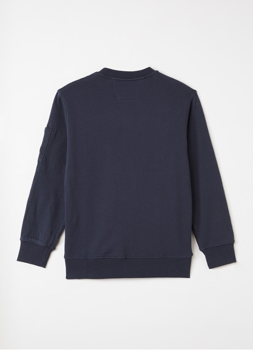 C.P. Company Sweater met opgestikte zak - voorkant 2 donkerblauw