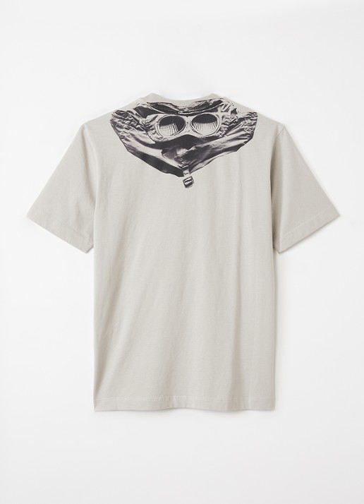 C.P. Company T-shirt met logo- en backprint - voorkant 2 lichtgrijs