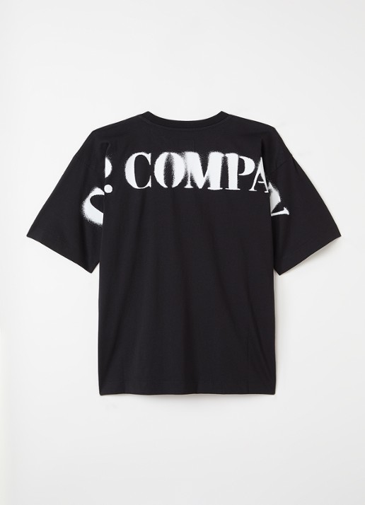 C.P. Company T-shirt met logo- en backprint - voorkant 2 zwart