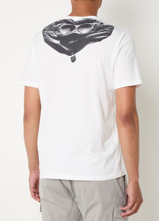 C.P. Company T-shirt met logo- en backprint - achterkant wit