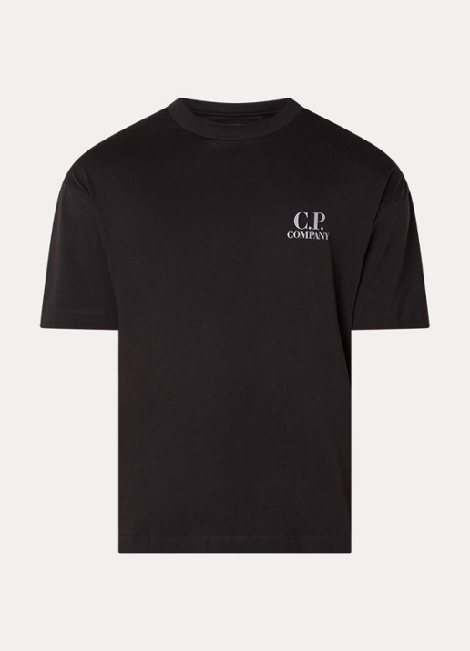 C.P. Company T-shirt met logo- en backprint - voorkant 2 zwart