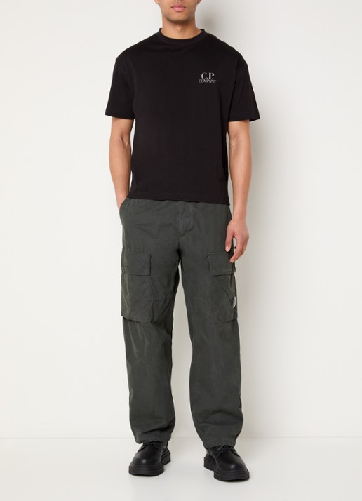 C.P. Company T-shirt met logo- en backprint - voorkant 3 zwart