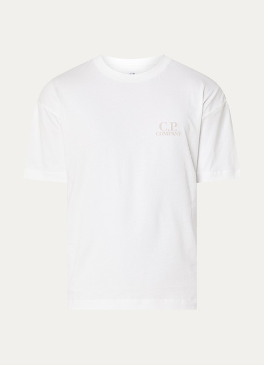 C.P. Company T-shirt met logo- en backprint - voorkant wit