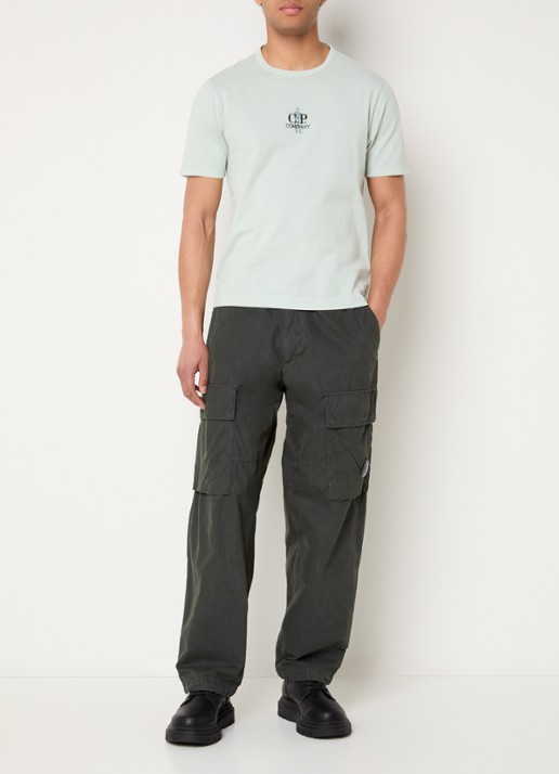C.P. Company T-shirt met logo- en backprint - voorkant 4 lindegroen