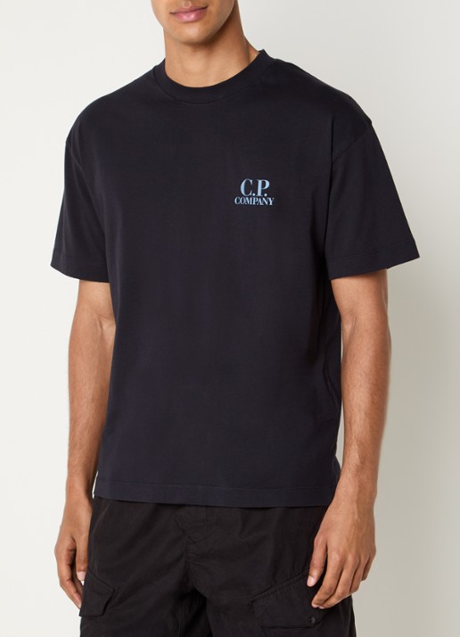 C.P. Company T-shirt met logo en backprint - achterkant 2 donkerblauw