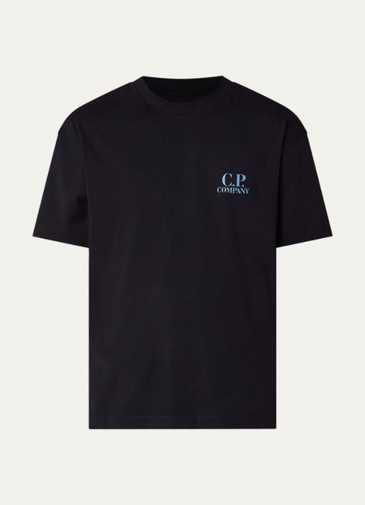 C.P. Company T-shirt met logo en backprint - voorkant 3 donkerblauw