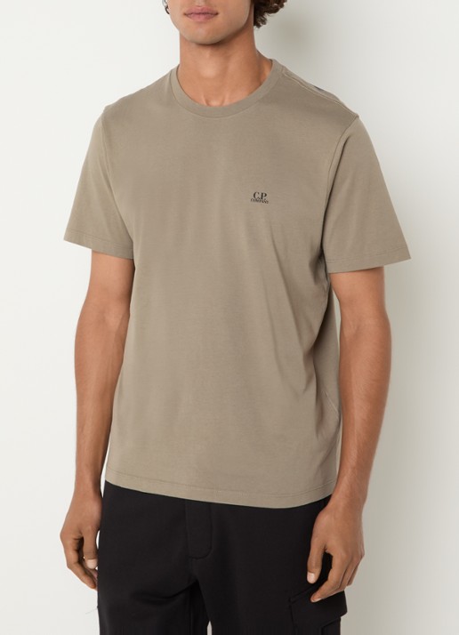C.P. Company T-shirt met logo- en backprint - achterkant olijfgroen