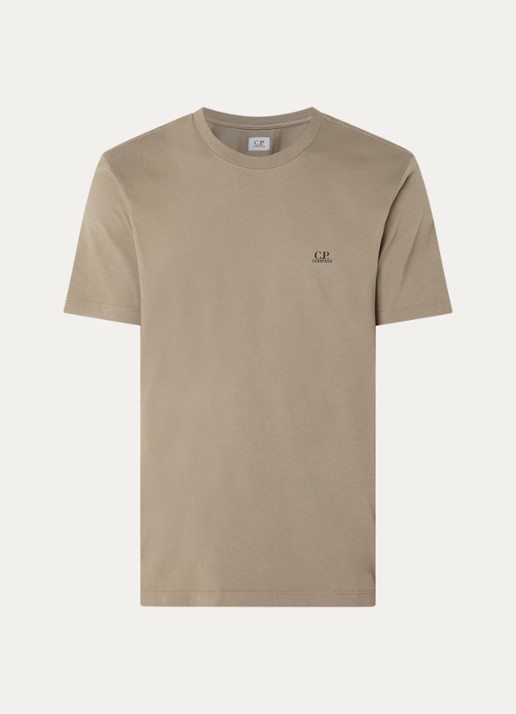 C.P. Company T-shirt met logo- en backprint - voorkant 3 olijfgroen