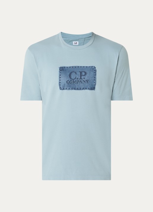 C.P. Company T-shirt met logoprint - voorkant 2 blauwgrijs