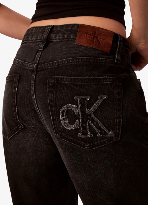 Calvin Klein 90's straight fit jeans met gekleurde wassing - detail 5 zwart