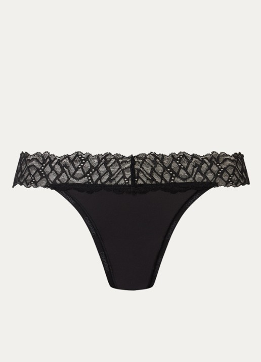 Calvin Klein Attraction slip met details van kant - voorkant 3 zwart