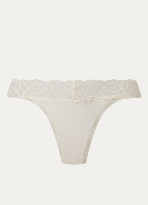 Calvin Klein Attraction string met details van kant - voorkant 2 ivoor