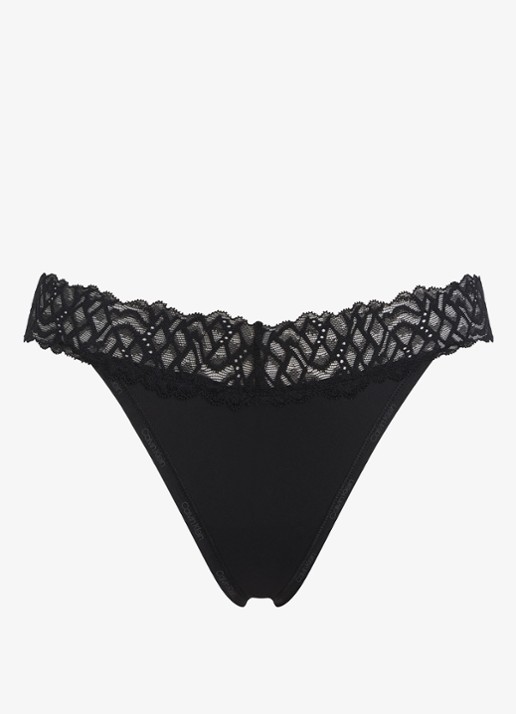 Calvin Klein Attraction string met details van kant - voorkant 4 zwart