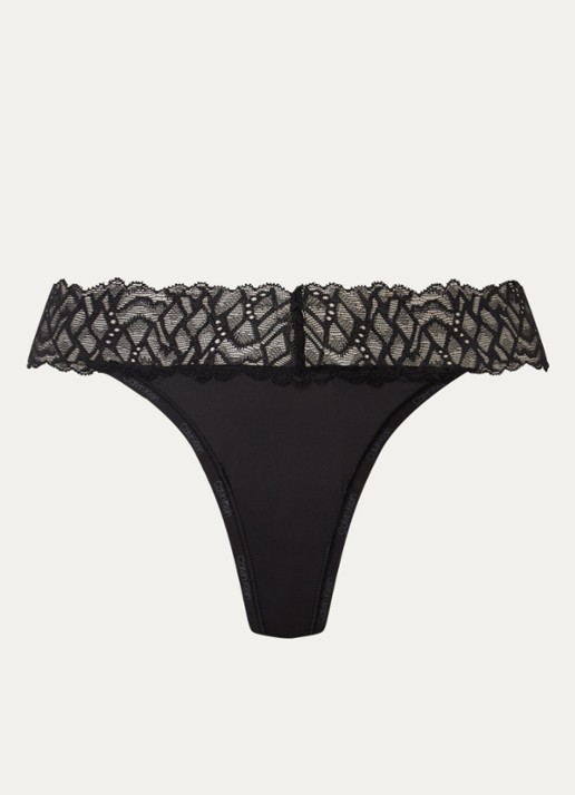 Calvin Klein Attraction string met details van kant - voorkant 5 zwart