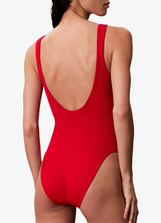 Calvin Klein Badpak met structuur - achterkant 3 rood