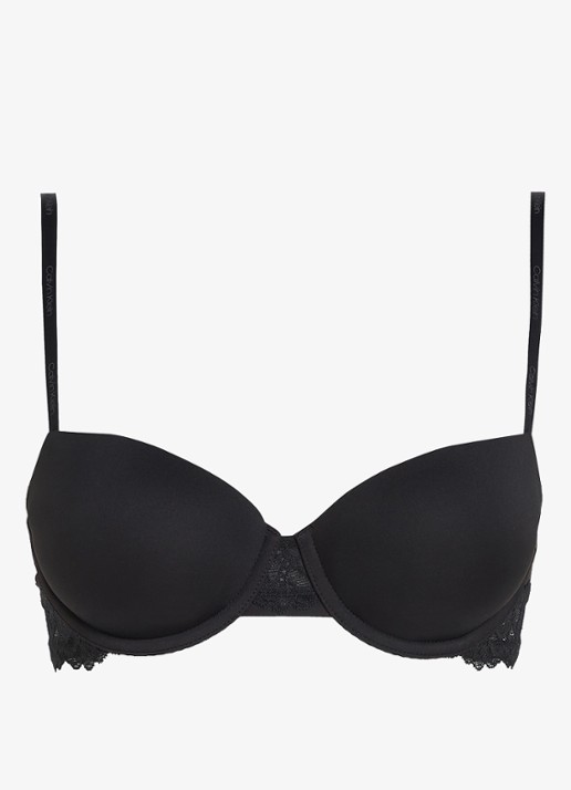 Calvin Klein Balconette BH met details van kant - voorkant zwart