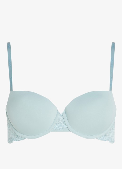 Calvin Klein Balconette BH met details van kant - voorkant blauwgrijs