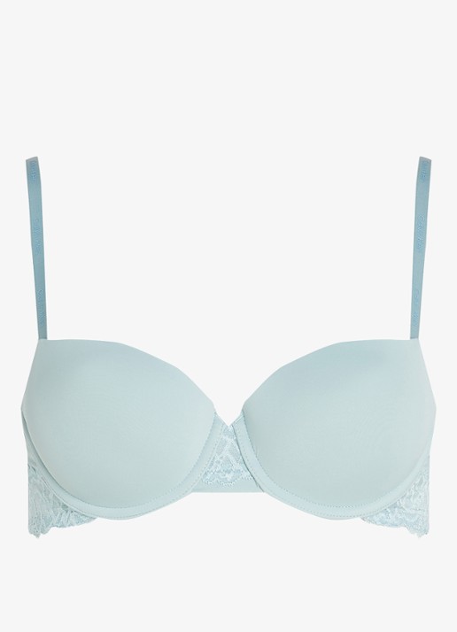Calvin Klein Balconette BH met details van kant - voorkant 2 blauwgrijs