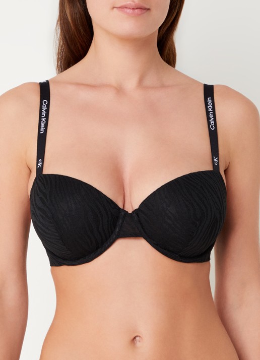 Calvin Klein Balconette bh met zebraprint en beugel - detail black-ub1