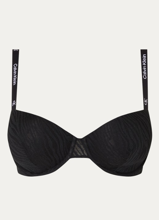 Calvin Klein Balconette bh met zebraprint en beugel - voorkant 3 black-ub1