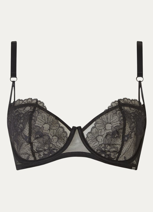 Calvin Klein Balconette bh van kant  - voorkant 4 black-ub1