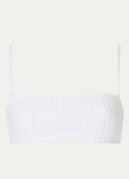 Calvin Klein Bandeau bikinitop met ribstructuur - voorkant gebroken wit