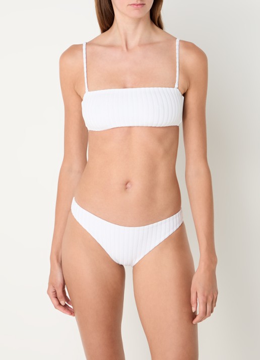 Calvin Klein Bandeau bikinitop met ribstructuur - voorkant 2 gebroken wit