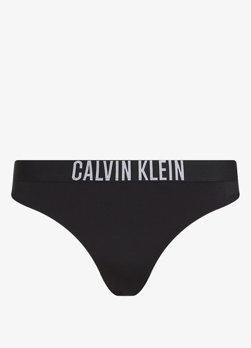 Calvin Klein Bikini slip met logoband - voorkant zwart