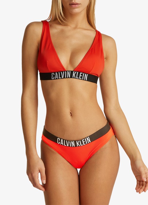 Calvin Klein Bikini slip met logoband - voorkant 3 rood